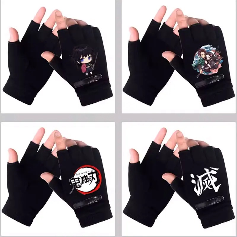 Fingerless Glove Knit - Anime Demon Slayer Student Half Finger