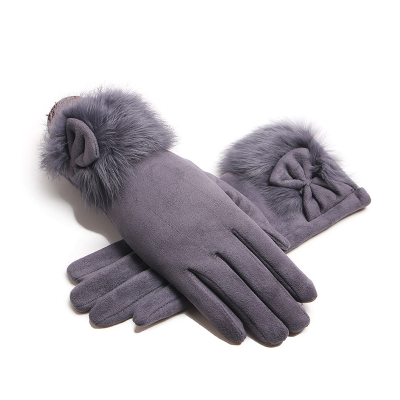 Leather Driving Glove - Mùa Đông Nữ Da Lộn Thắt