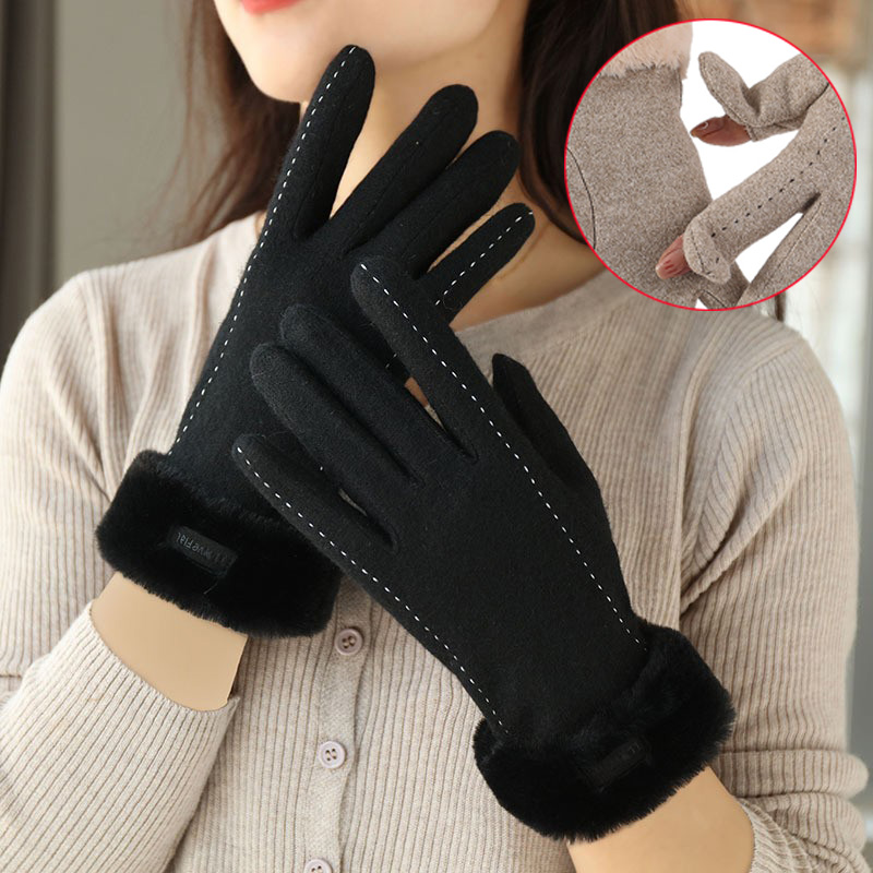Wool Glove Lined - Women Winter Gloves Flip Top Fingertips