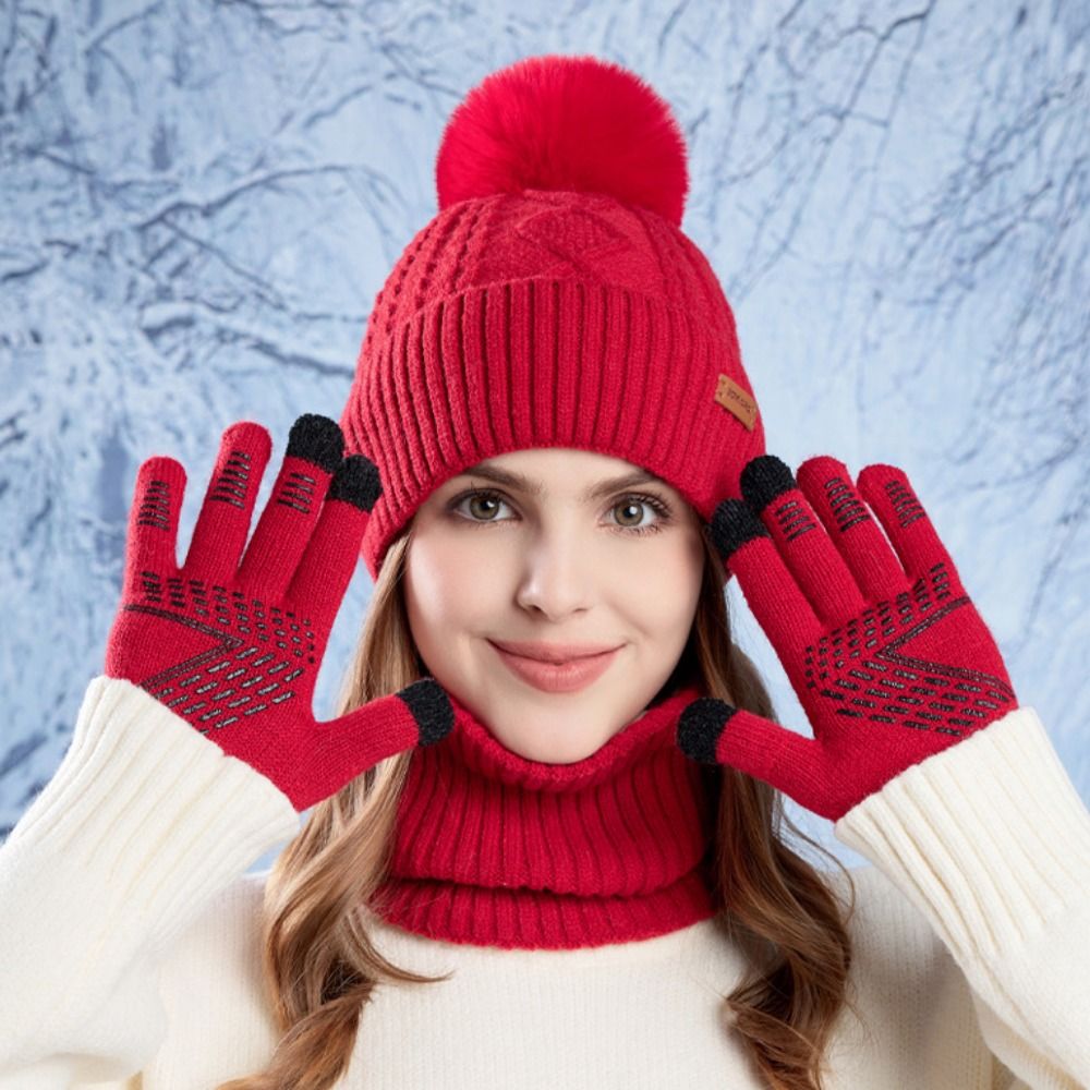 3pcs Hiking Solid Color Hat Sc - đánh giá và giá Wool Glove Lined