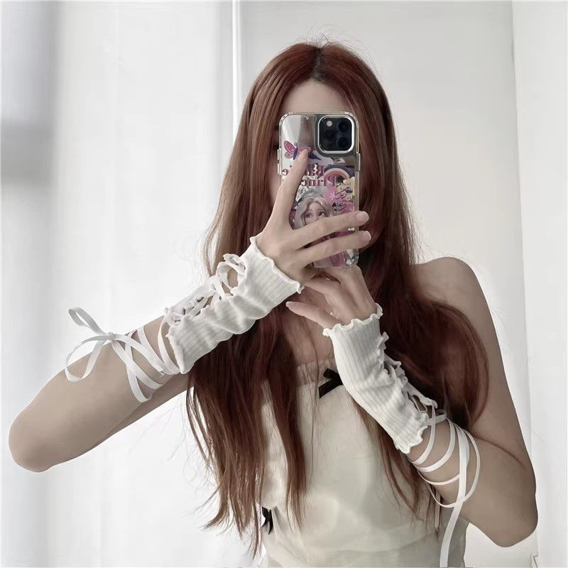 Women Lace‑Up Fingerless Arm S - đánh giá và giá Fingerless Glove Knit
