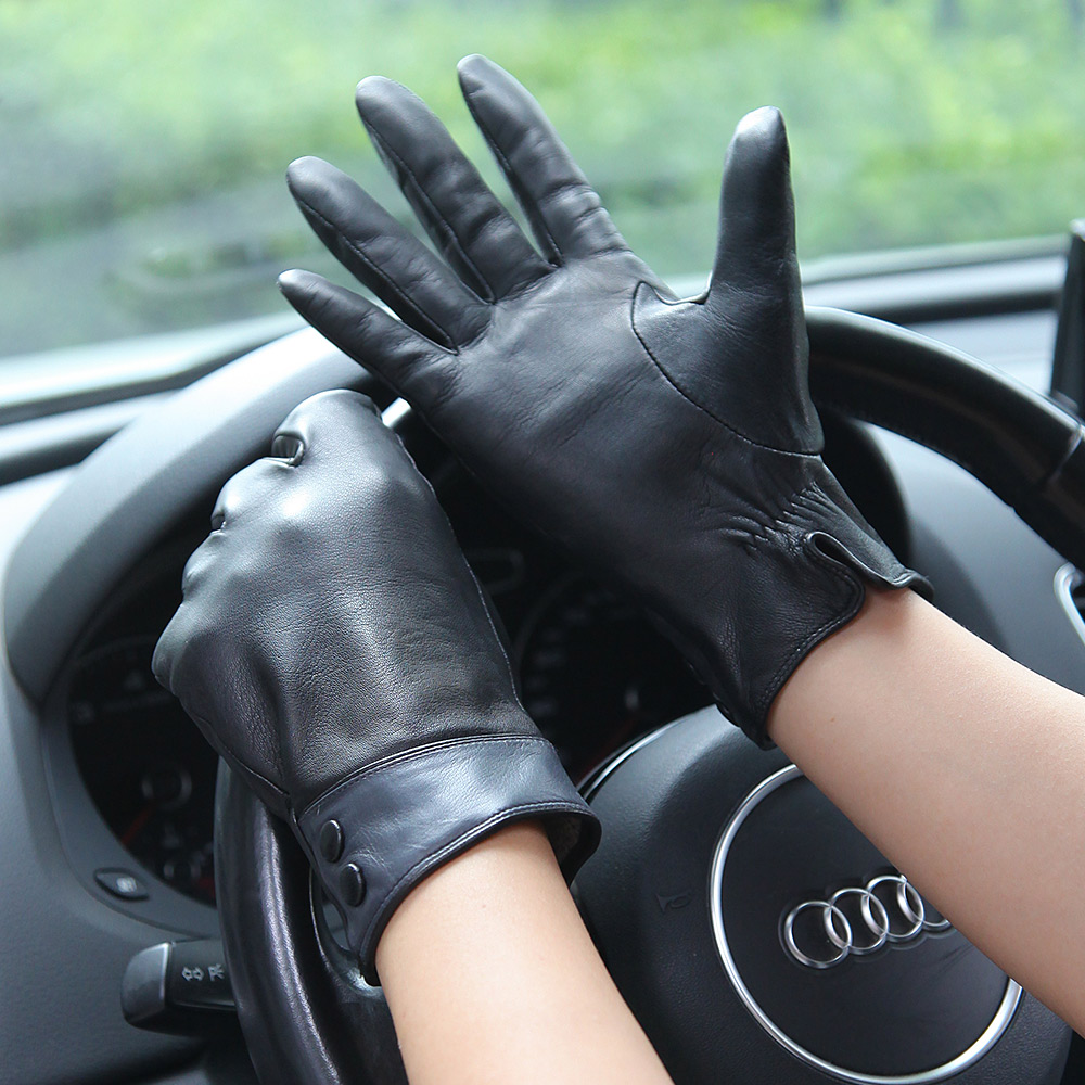 Fashion Black Real Leather Glo - đánh giá và giá Wool Glove Lined