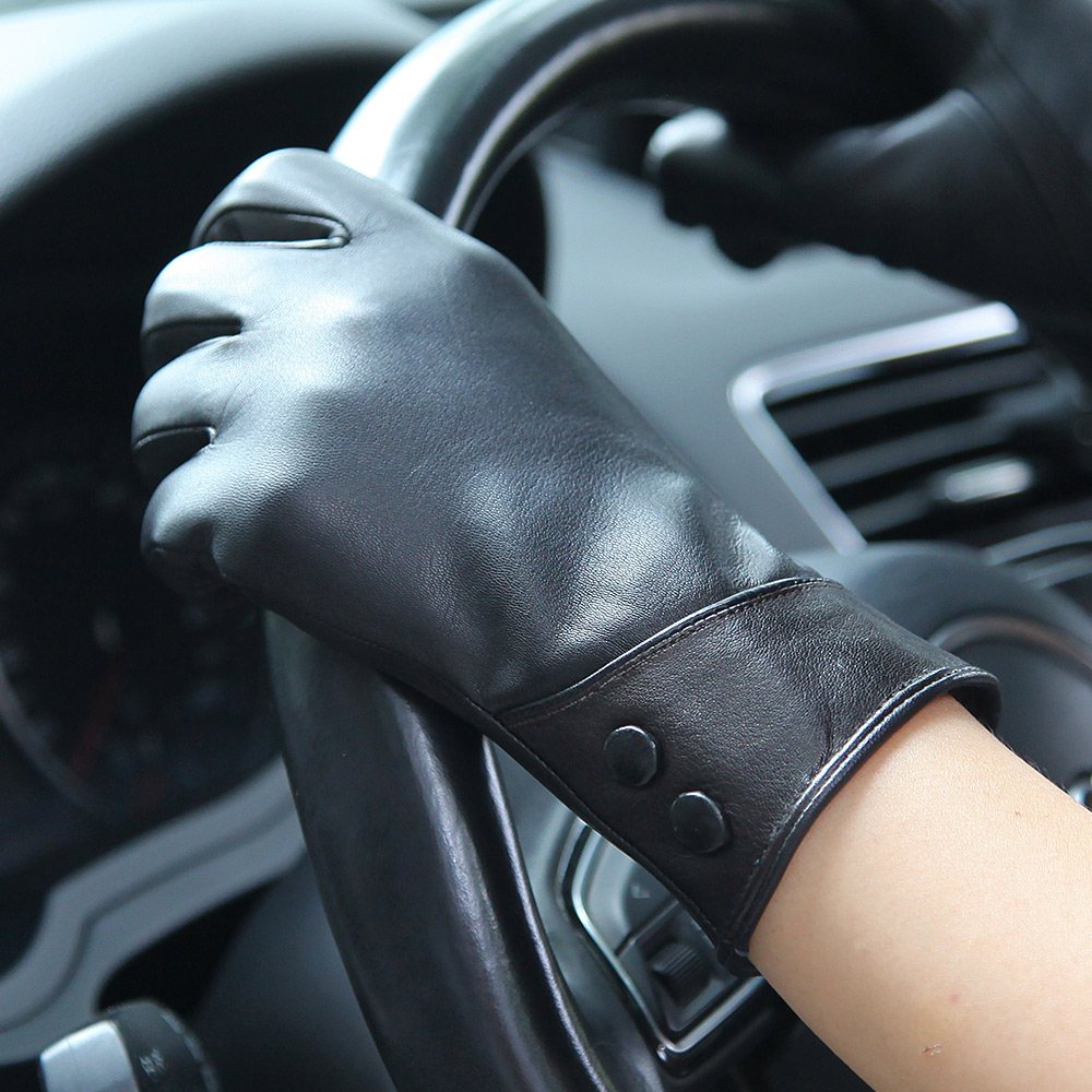 Fashion Black Real Leather Glo - đánh giá và giá Wool Glove Lined