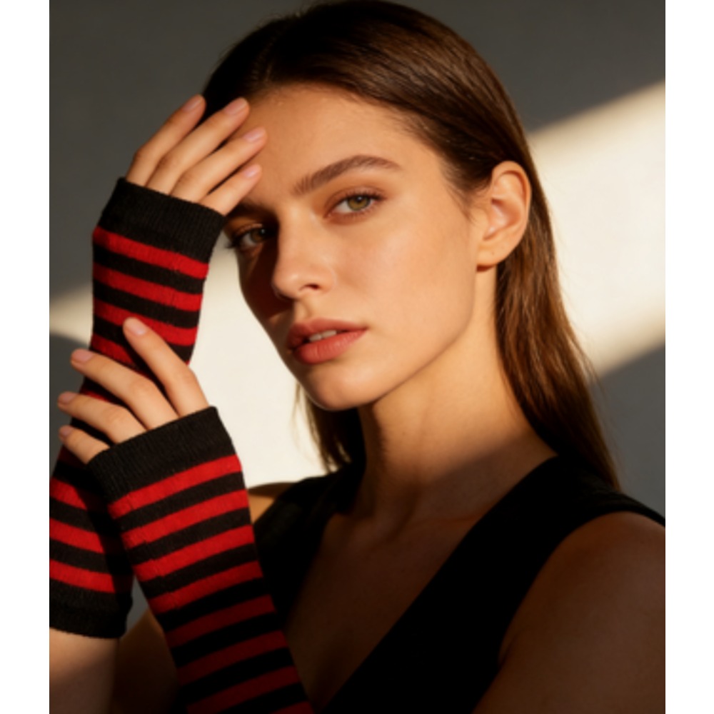 PESENAR Red  Black Striped Fin - đánh giá và giá Fingerless Glove Knit