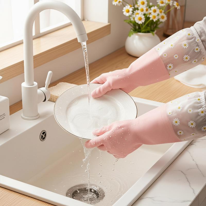 Floral Pattern Household Latex - đánh giá và giá Rubber Glove Cleaning