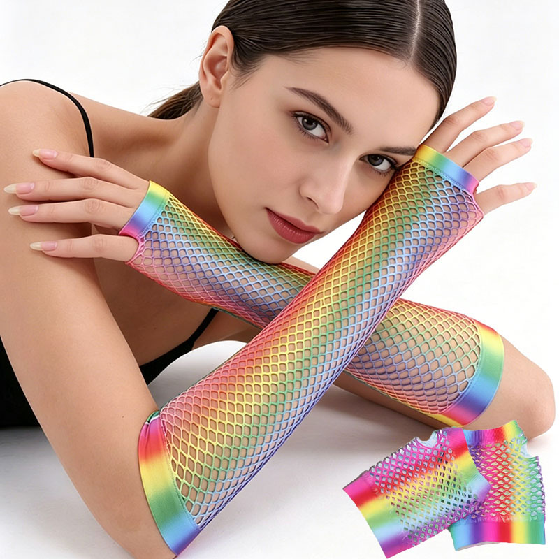 1 Pair Women Long Fishnet Net  - đánh giá và giá Fingerless Glove Knit