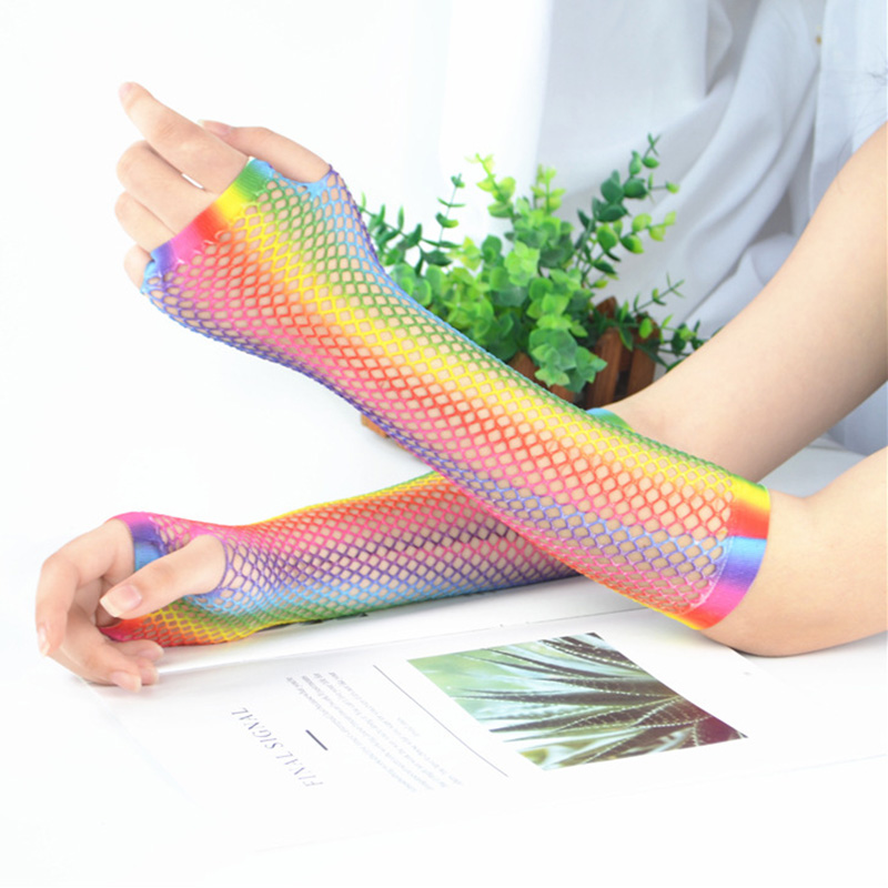 1 Pair Women Long Fishnet Net  - đánh giá và giá Fingerless Glove Knit