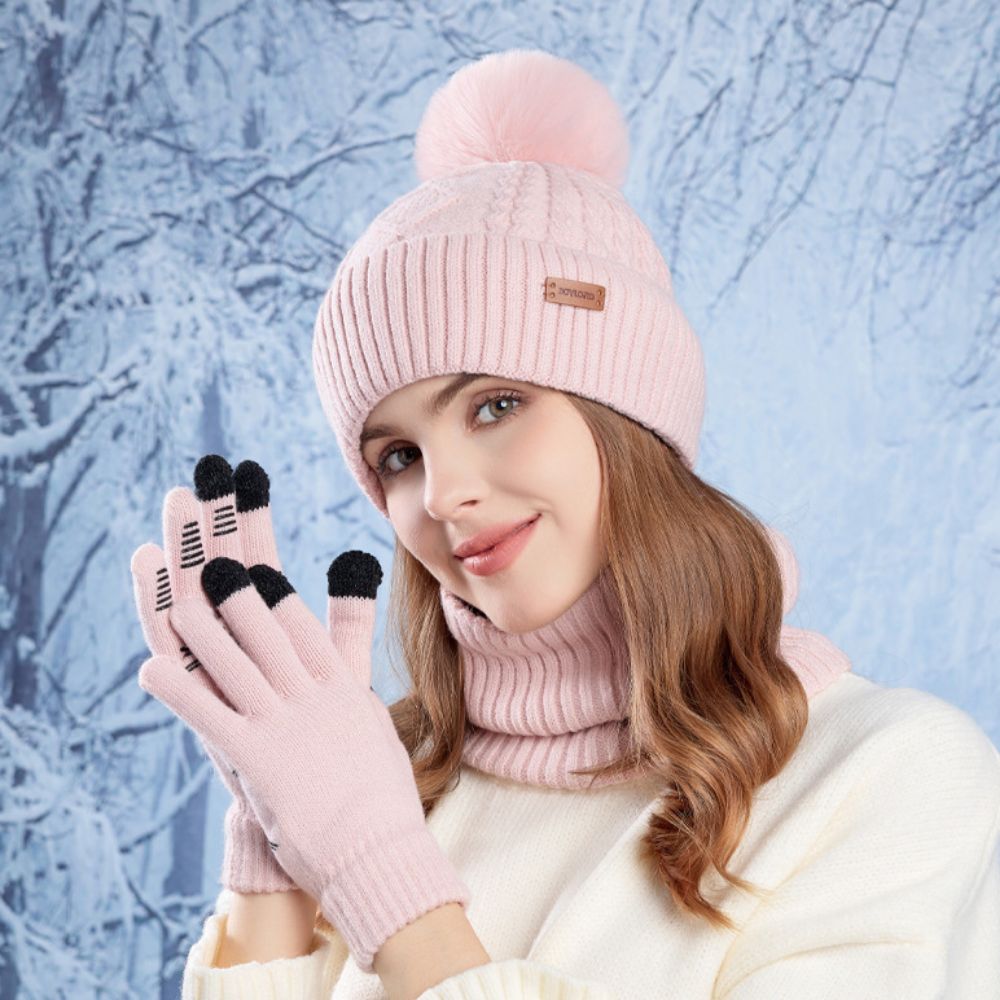 3pcs Simple Solid Color Hat Sc - đánh giá và giá Wool Glove Lined