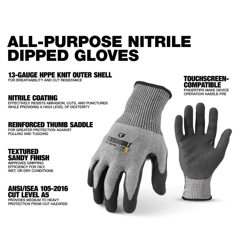ToughBuilt TB-P2-112-5-L Nitri - đánh giá và giá Cut Resistant Glove