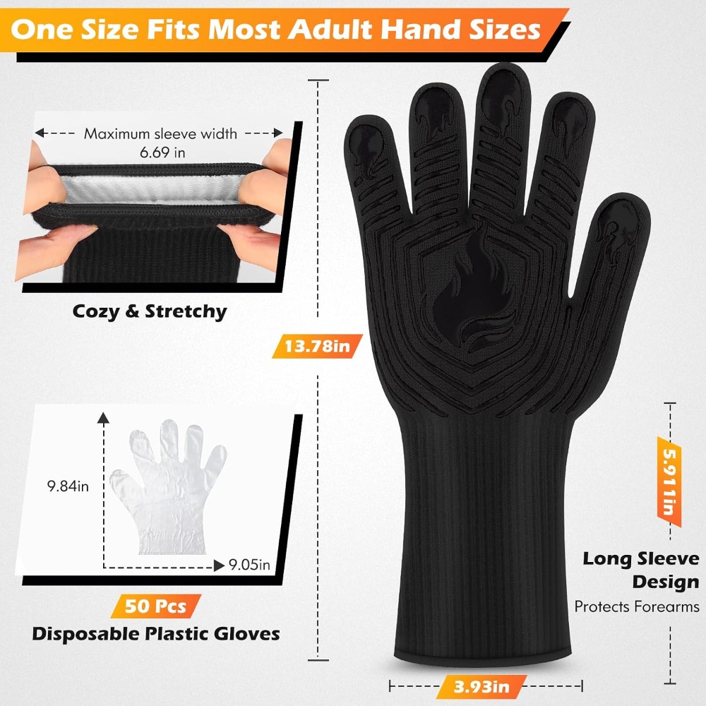 BBQ Gloves, 1472°F Heat Resist - đánh giá và giá Oven Mitt Silicone
